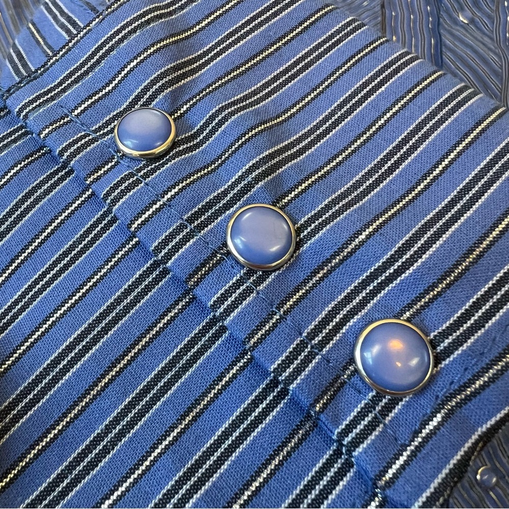 wrangler blue shimmer striped pearl snap shirt - Picture 8 of 12